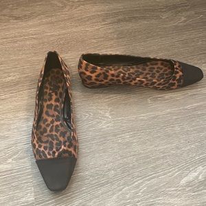 Zara cap toe leopard flats